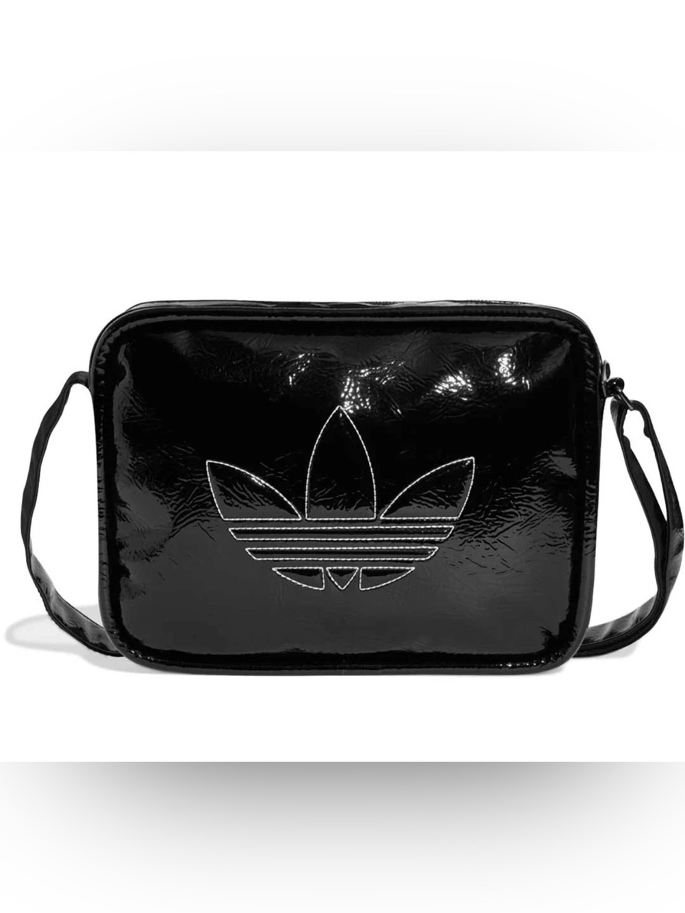 adidas Black Patent Trefoil Belt Bag -862999